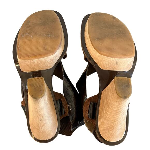Marni Platform Heels Size 37 EU 7 US Brown‎ Patent Leather Slingback Authentic - Picture 13 of 16